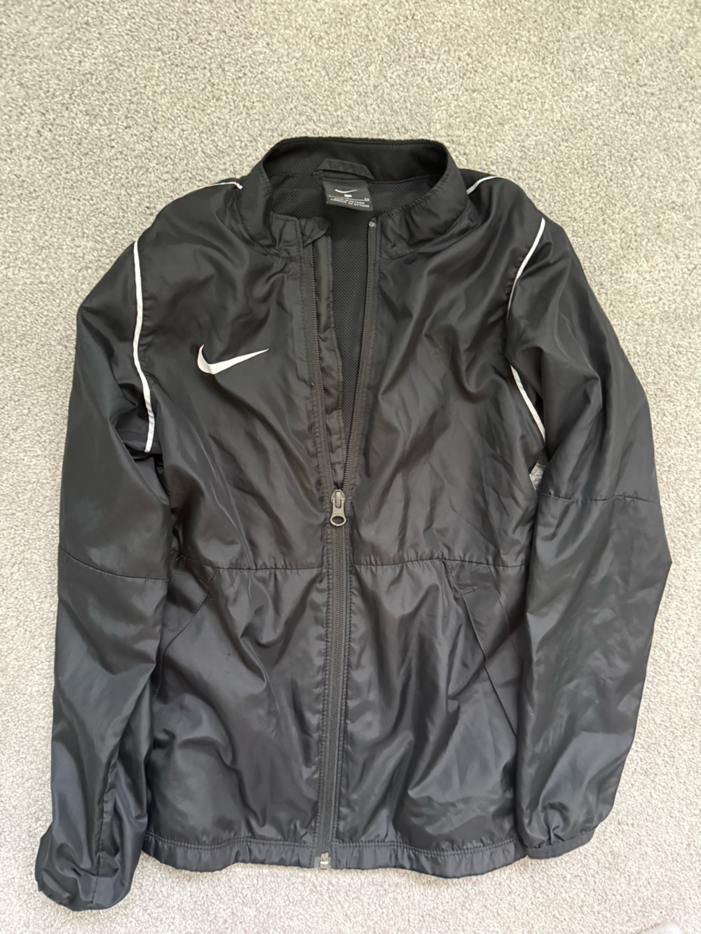 Nike Black Windbreaker Jacket with White Swoosh